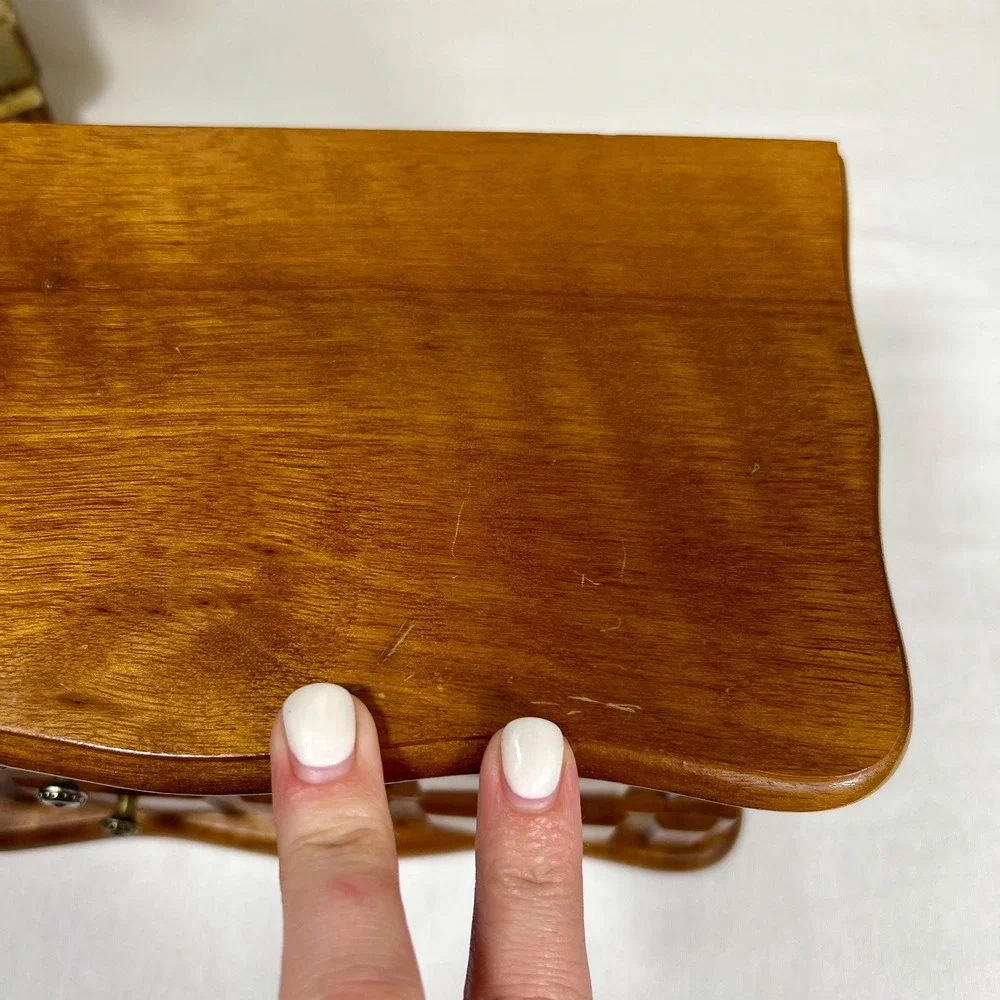 Vintage Wood Jewelry Box | Velvet Lined